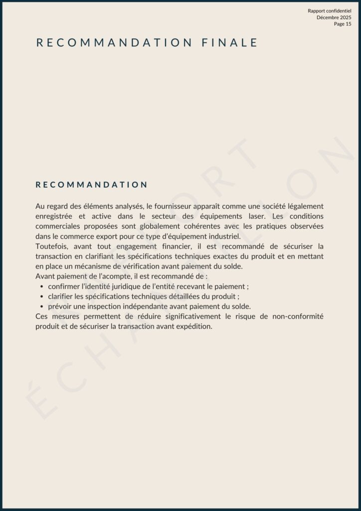 Extrait 3 — Points à clarifier avant paiement